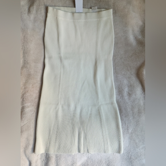 H&M co-or ord Set KNIT-RIB Sleeveless Top & Pencil maxi Skirt Cream Sz L, XL NWT - Picture 15 of 16